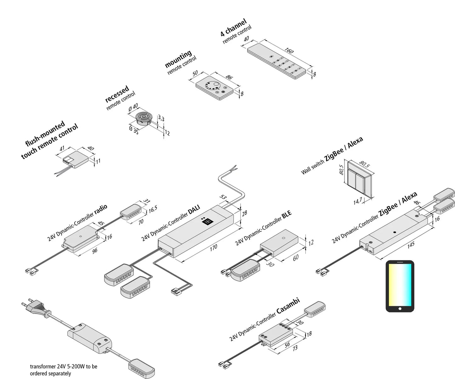 Dynamic afstandsbediening ø35 inbouw