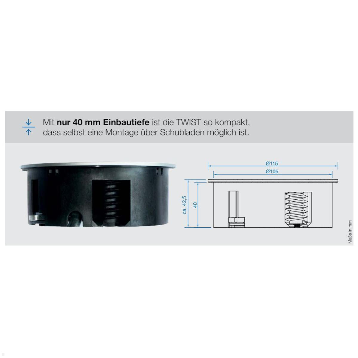 Twist 2 stekkerdoos 1x230V 1xUSB-A/C - 2m losse RA steker