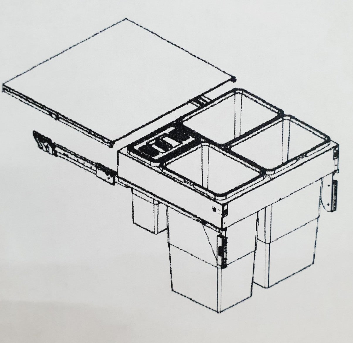 SIGE afvalsysteem 60B x 44H 24/24/24/8L incl. GRASS 500 geleiders