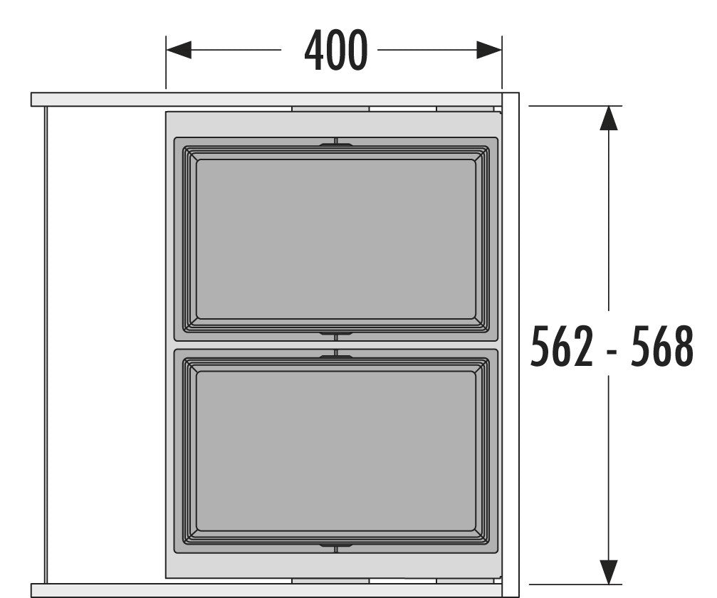 Cargo Synchro afvalsysteem 60B x 37H 28/28L incl. HAILO 400 geleiders
