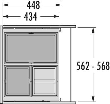 Cargo afvalsysteem 60B x 37H 28/13/13L incl. GRASS 450 geleiders
