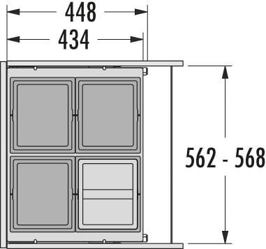 Cargo afvalsysteem 60B x 37H 13/13/13/13L incl. GRASS 450 geleiders