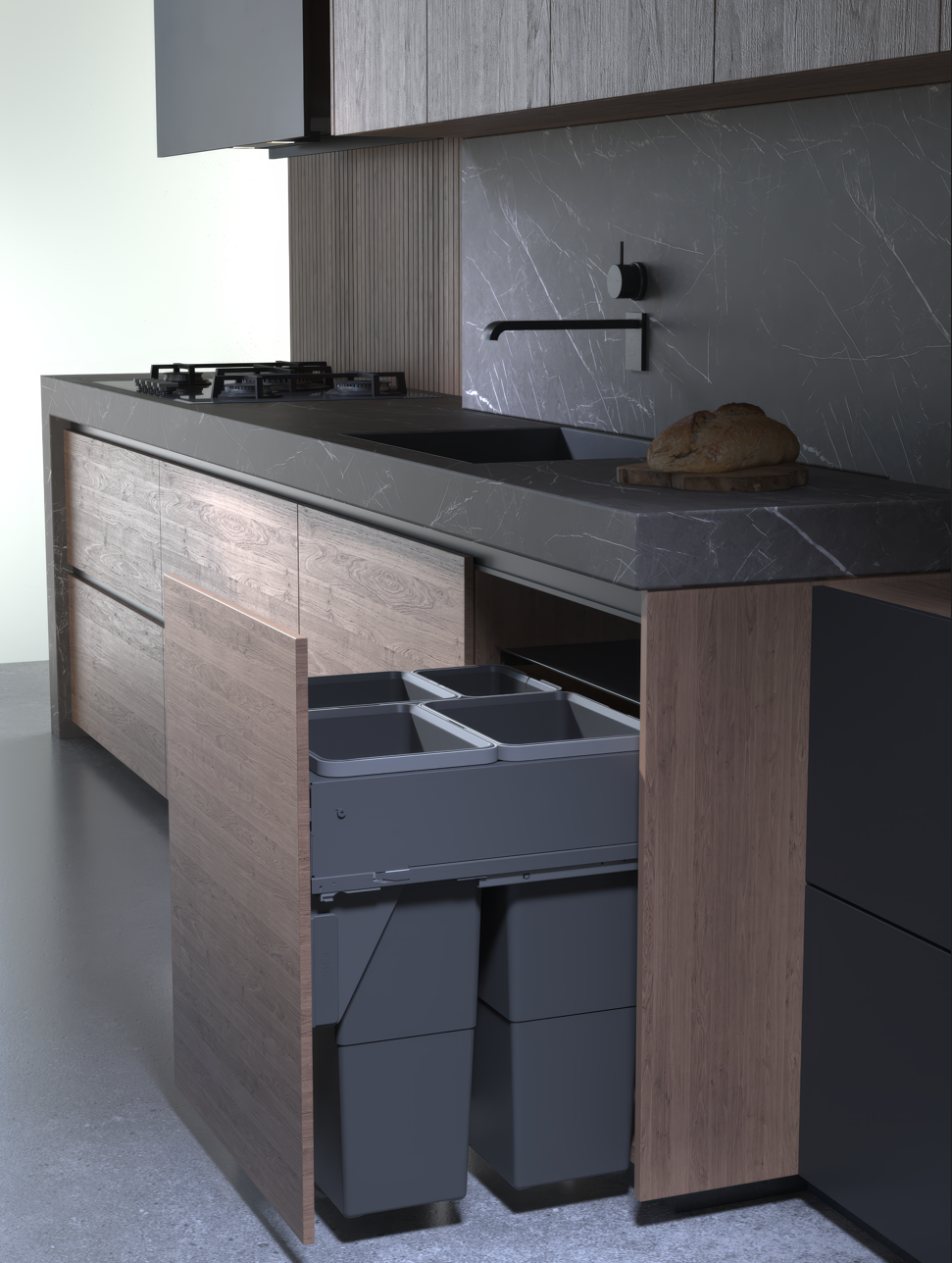 SIGE afvalsysteem 60B x 44H 24/24/24/8L incl. GRASS 500 geleiders