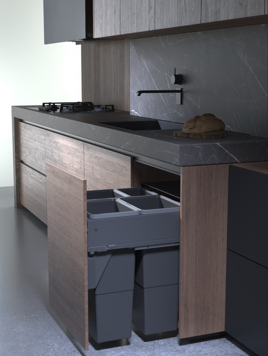 SIGE afvalsysteem 60B x 37H 15/15/15/8L incl. GRASS 500 geleiders