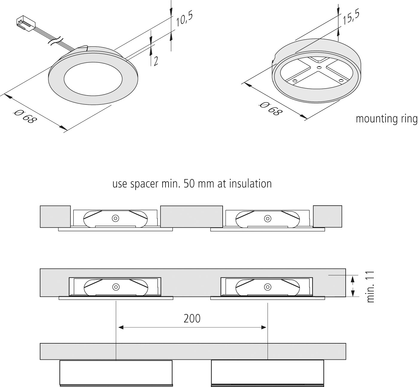 FR 55-LED spot 3W ww