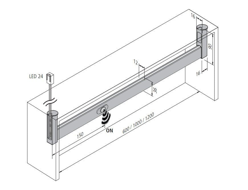 LED garderobestang 1000mm 7,8W nw