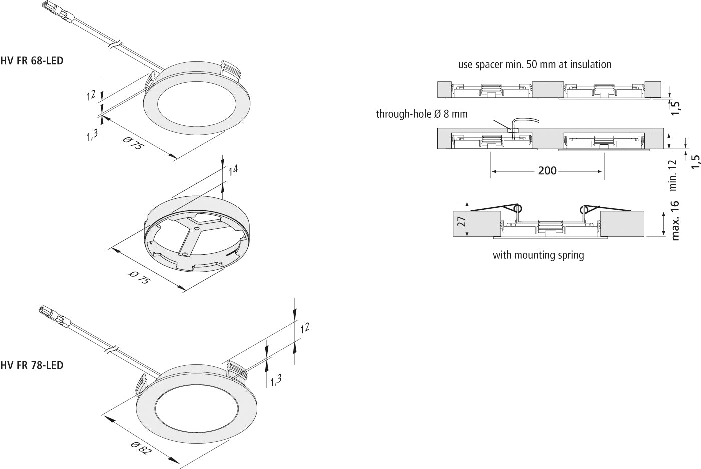 HV FR 68-LED spot 3W ww 230V