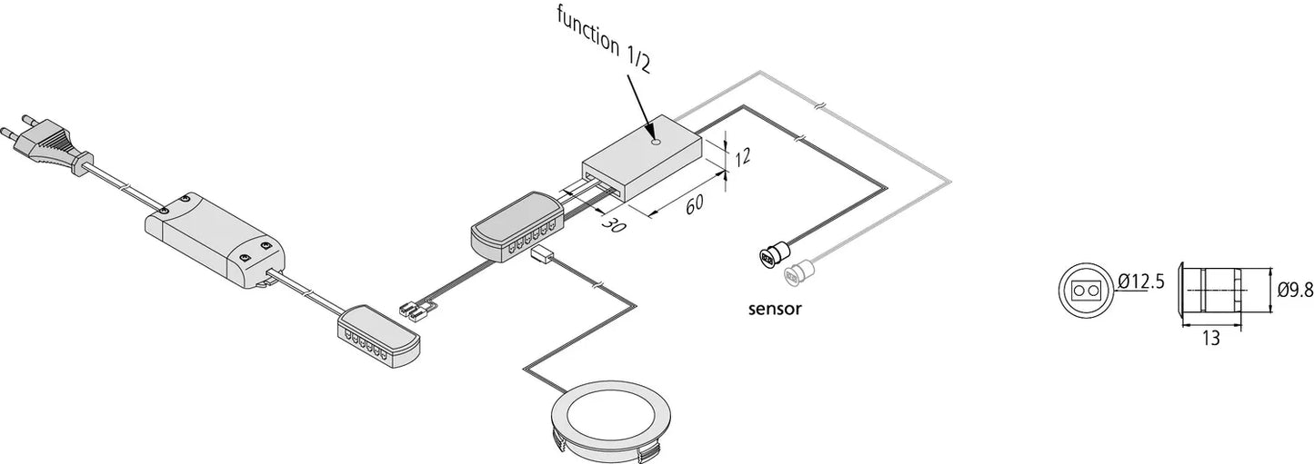Infrarood schakelaar max. 72W 10mm met 1 sensor