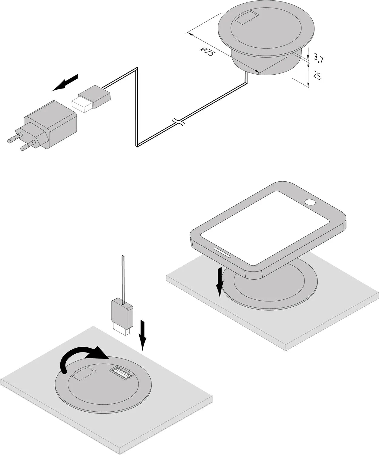 Qi Fast-Charger 18W incl. extra USB-C oplader